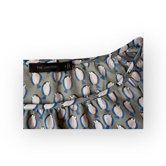 Women's Limited Bird Print Silk Like Blouse - Picture 3 of 10